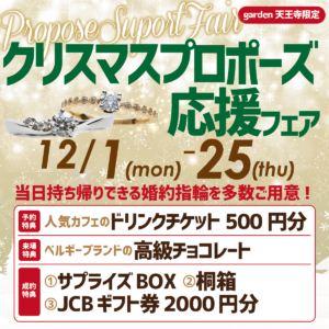 当日持ち帰りできる婚約指輪もあります！クリスマスプロポーズ応援フェア