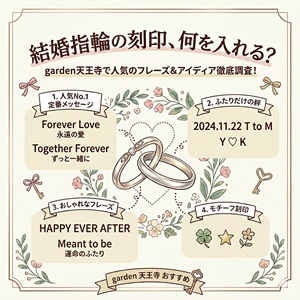 刻印　大阪　天王寺　結婚指輪　婚約指輪　人気フレーズ
